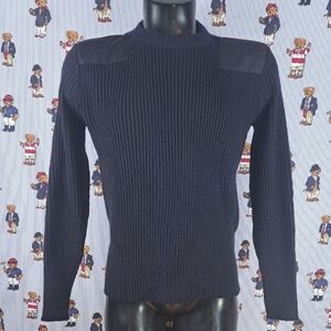 Vintage camando jumper ribbed black  blue LG acrylic outdoors military sweater